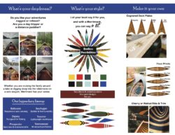 one side of a merrimack canoe brochure showing customization possibilities
